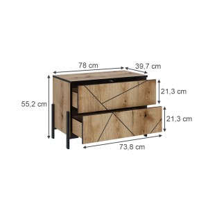 Vicco Nachttisch Hatto Eiche 78 x 55 mit 2 Schubladen