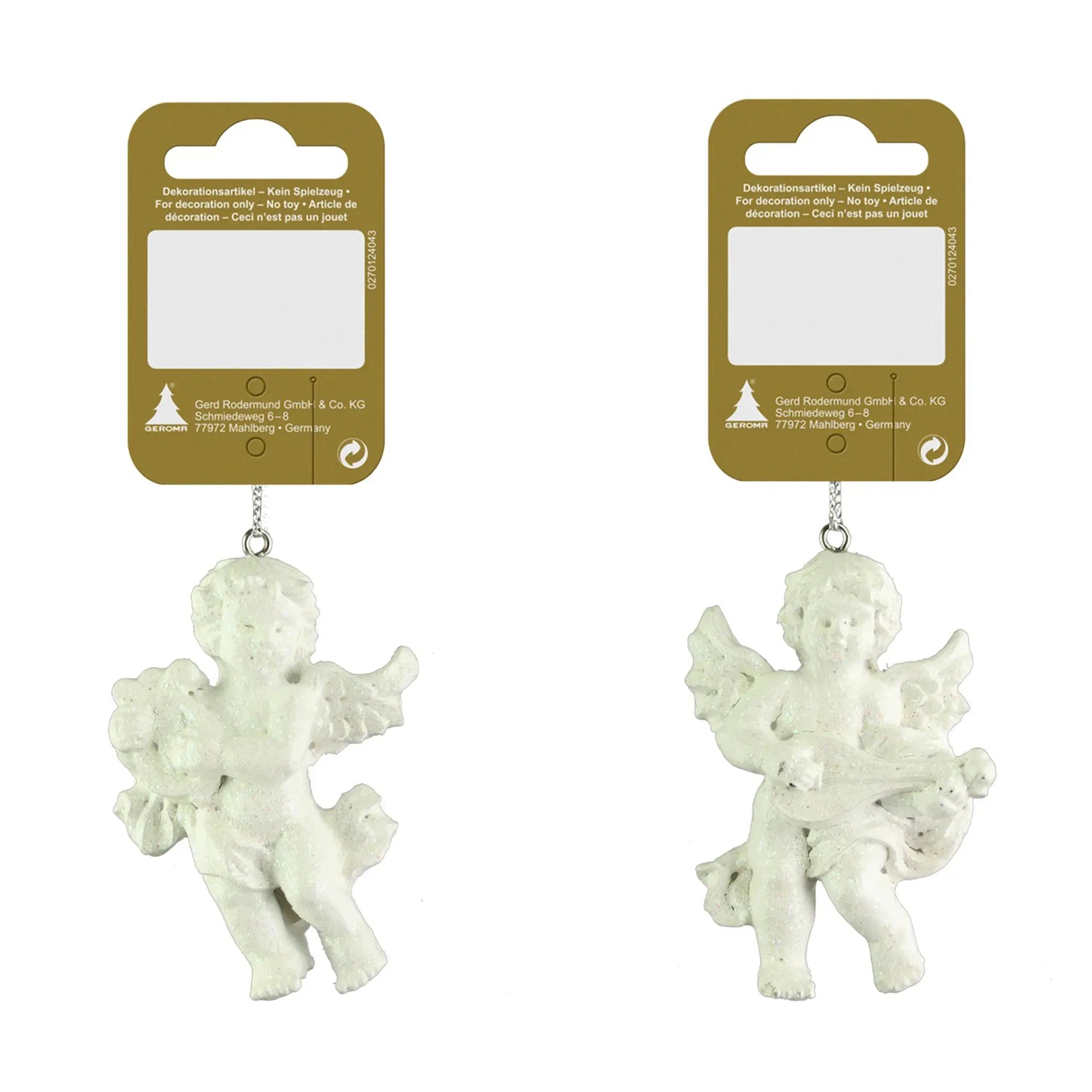 Weihnachts-Deko Engel zum Hängen aus Polyresin 5 cm x 7 cm Weiß 2-fach Sortiert