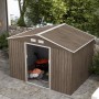 Outsunny Gerätehaus mit Pultdach, Stahl in Braun, 277x195x192 cm. Gartenhaus mit Schiebetüren.