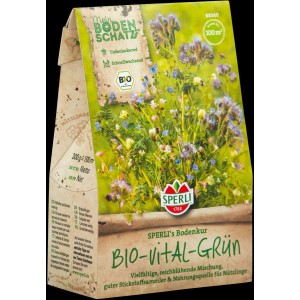 Sperli Gründünger Bodenkur Bio-Vital-Grün 300g Packung mit blühender Mischung für ca. 100m².