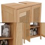 Vicco Waschbeckenunterschrank Liora aus Bambus, 48x60 cm, mit Stauraum für Badutensilien.