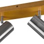 Trio Strahler Marley, 2-flammig, Nickel matt, Holzsockel. Deckenspot für Wohn- und Schlafzimmer.