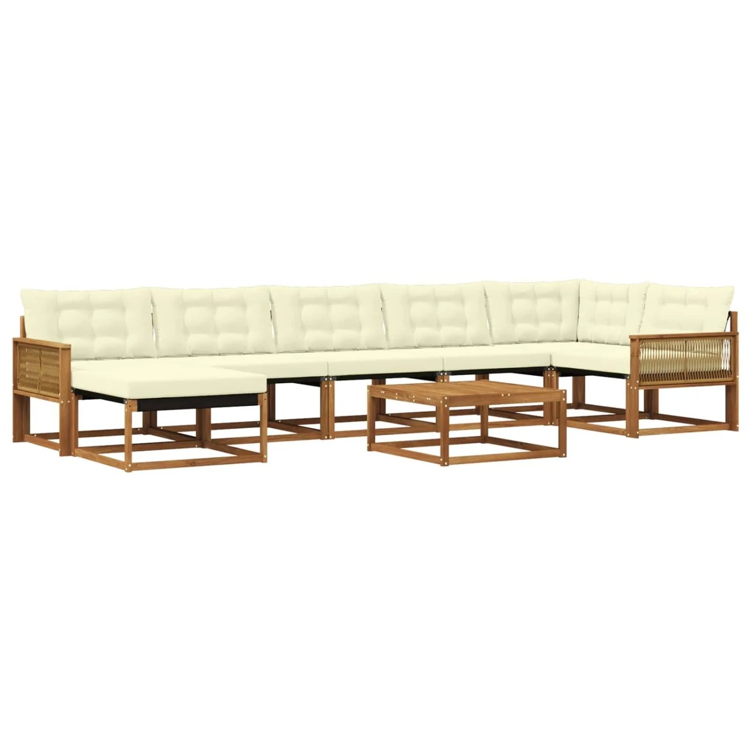 vidaXL Outdoor-Sofagarnitur 8 Stk Natur und Creme Massivholz Akazie 3381586