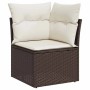 vidaXL Sofa-Ecke, braunes Poly-Rattan mit creme Kissen, Teil eines Gartenmöbel-Sets