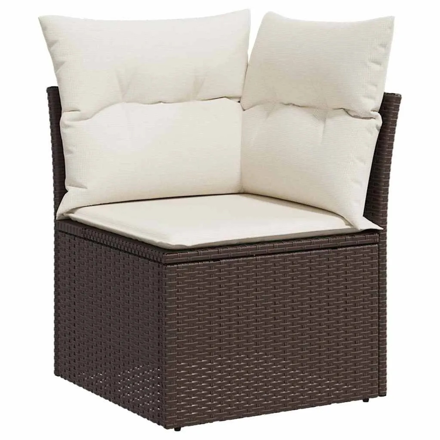 vidaXL Sofa-Ecke, braunes Poly-Rattan mit creme Kissen, Teil eines Gartenmöbel-Sets