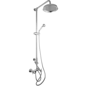 PaulGurkes Aufputz-Brausegarnitur im Retro-Design mit Kopf- und Handbrause, verchromt.