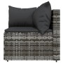 Graues vidaXL Garten Lounge Set Eckteil mit anthrazitfarbenen Kissen aus Polyrattan.