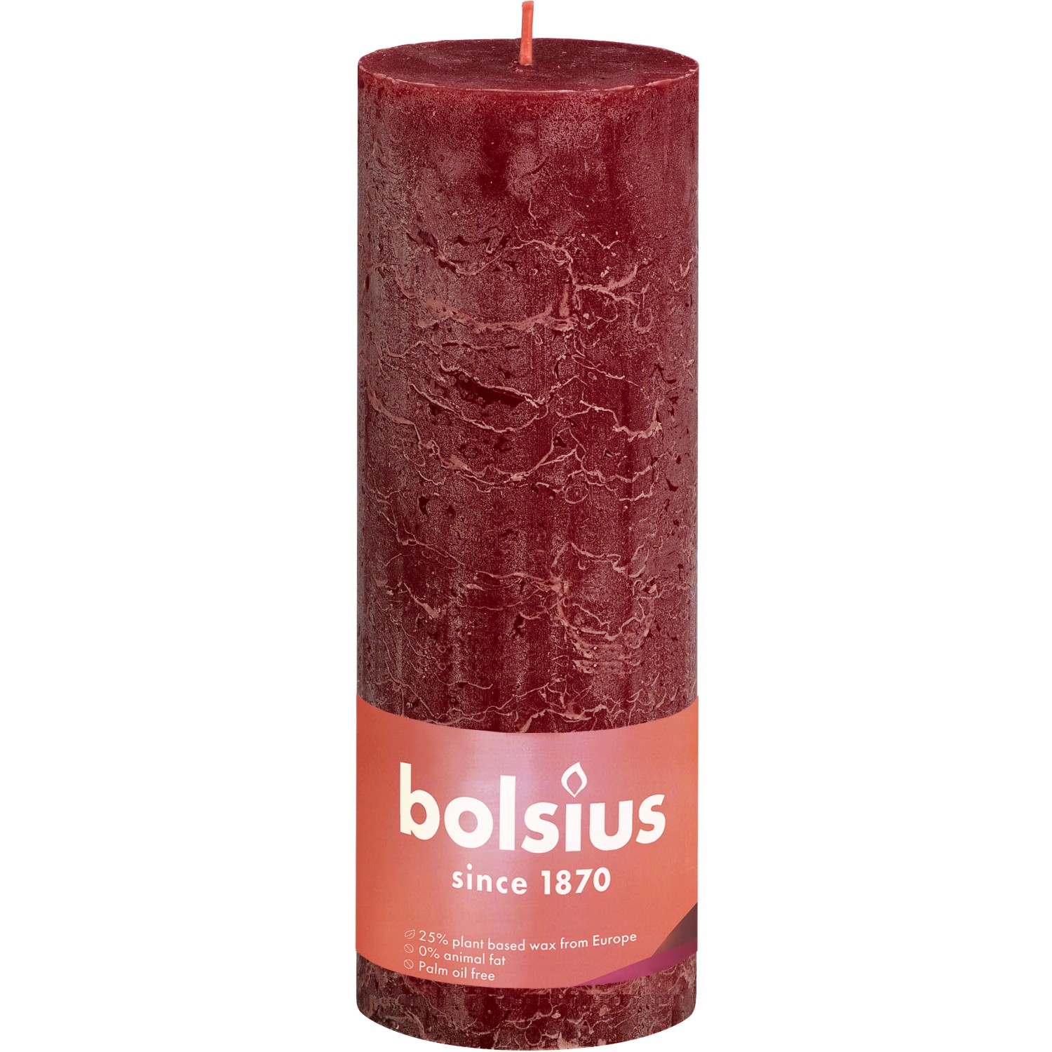 Bolsius Rustik-Kerze Shine XXL Ø 10 cm x 30 cm Samtrot