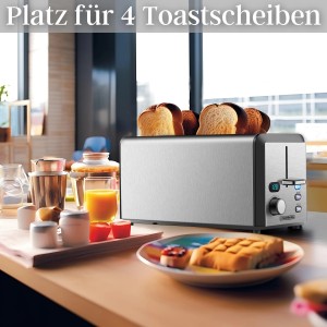 Steinborg Langschlitztoaster SB-2211 XXL mit Brötchenaufsatz und 4 Toastscheiben.