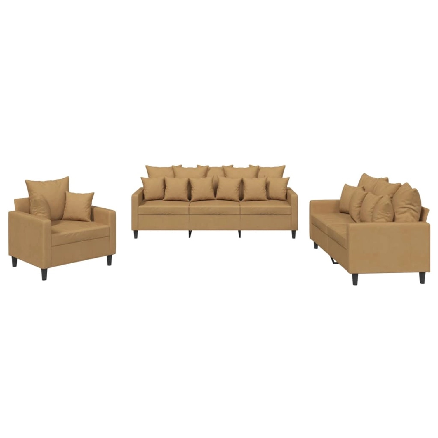 vidaXL 3-Tlg Sofagarnitur mit Kissen Braun Samt 3201687