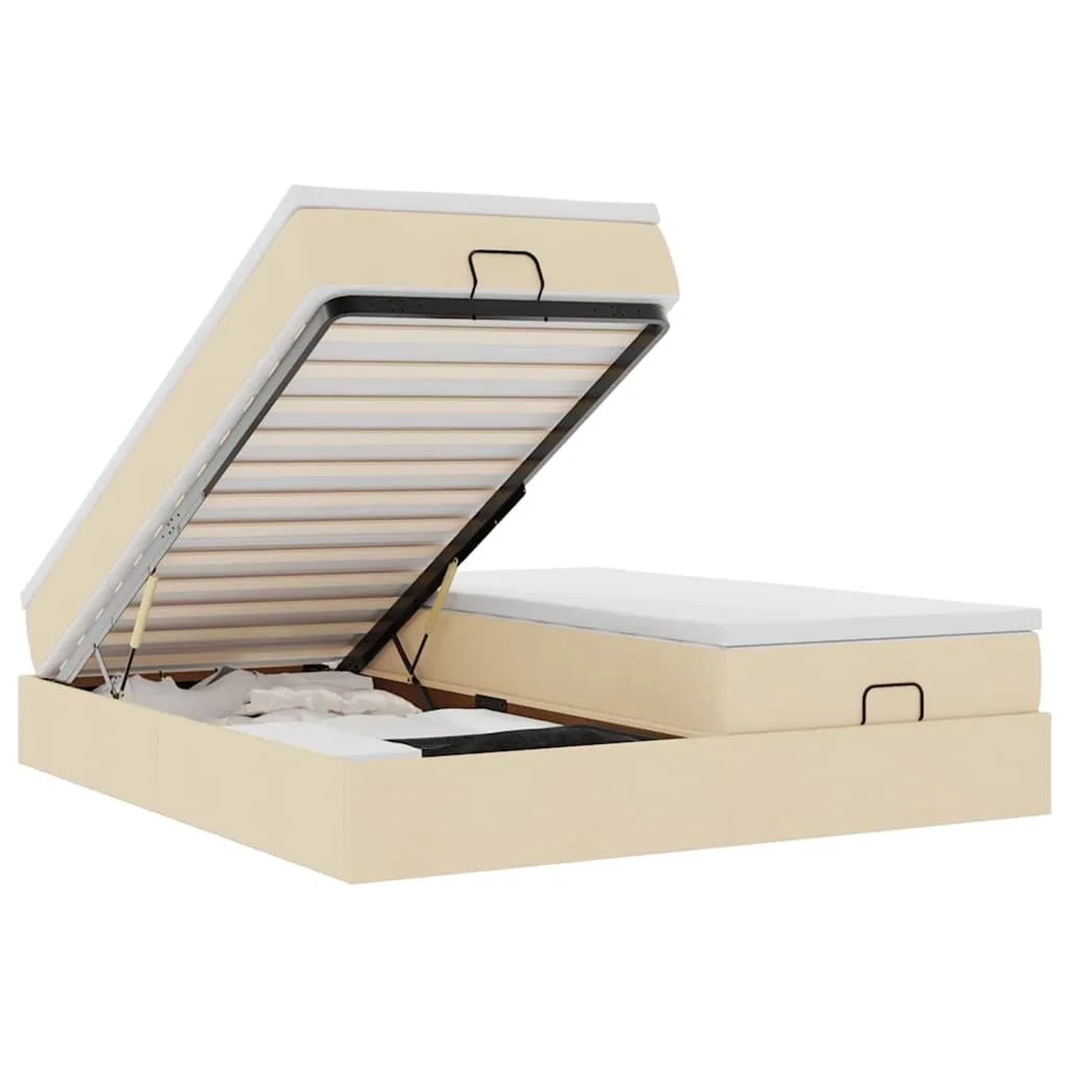 vidaXL Ottoman-Bett mit Matratzen Creme 180x200 cm Stoff 3311246