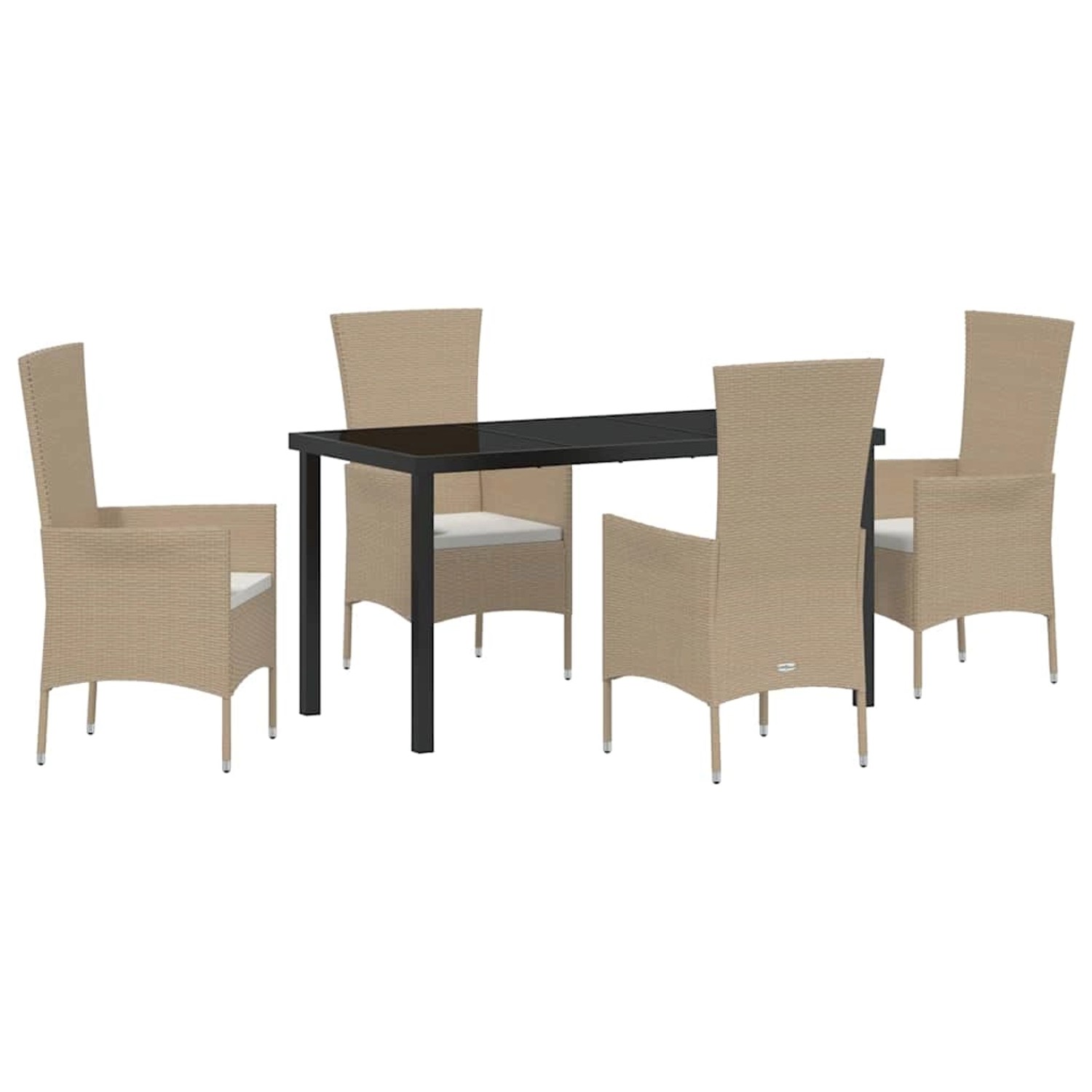 vidaXL Garten Essgruppe mit Kissen 5-Tlg Beige Poly Rattan 3379459 günstig online kaufen