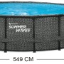Summer Waves Rundpool, 549x132 cm, Rattangrau. Stahlrahmenpool mit Rattan-Optik.