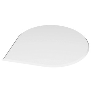 Valo Glasbodenplatte in Tropfenform, 125x125 cm, 8 mm stark, glasklar, für Kamin und Ofen.