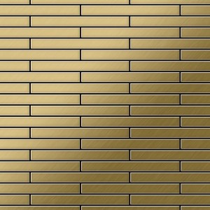 Gebürstete, goldene Mosaikfliese aus Titan (10 Matten) für Wand und Boden.
