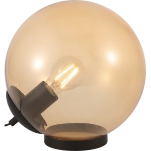 Bernsteinfarbene Design-Tischlampe mit E27 Fassung, 25,5 cm hoch, für stimmungsvolles Licht.