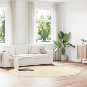 vidaXL Teppich Shaggy Hochflor NAVARRA Creme 240x240 cm Polyester 4102927