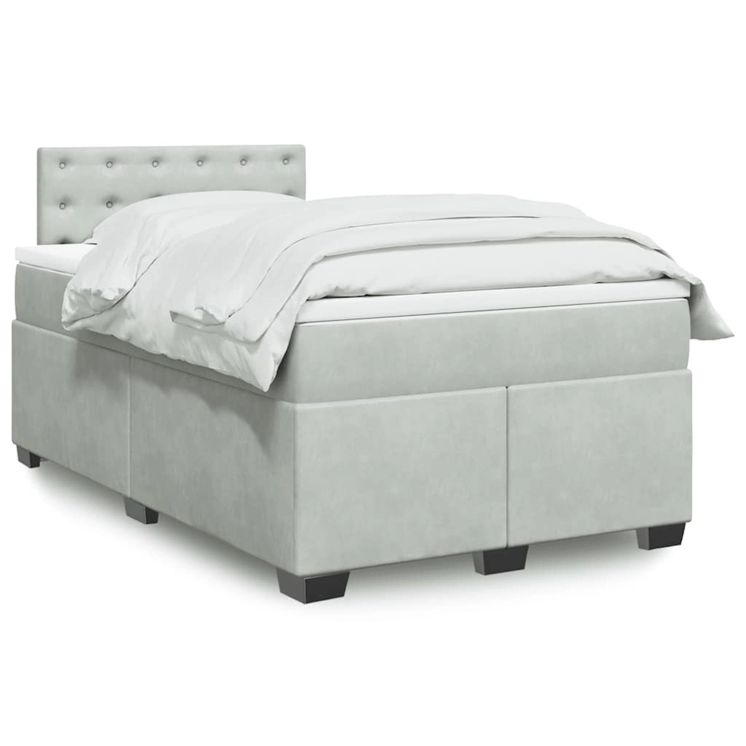 vidaXL Boxspringbett mit Matratze Hellgrau 120x190 cm Samt 3288570 günstig online kaufen