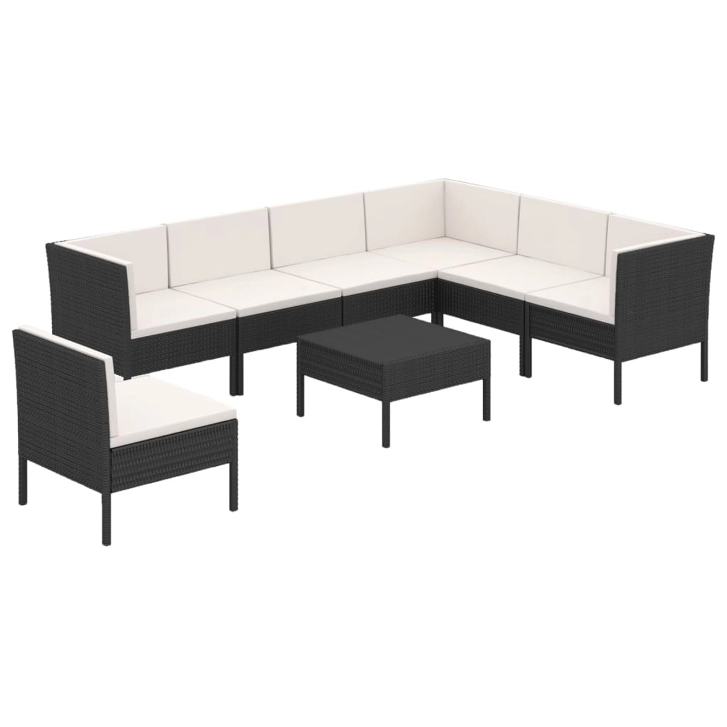 vidaXL 8-tlg Garten-Lounge-Set mit Auflagen Poly Rattan Schwarz Modell 47