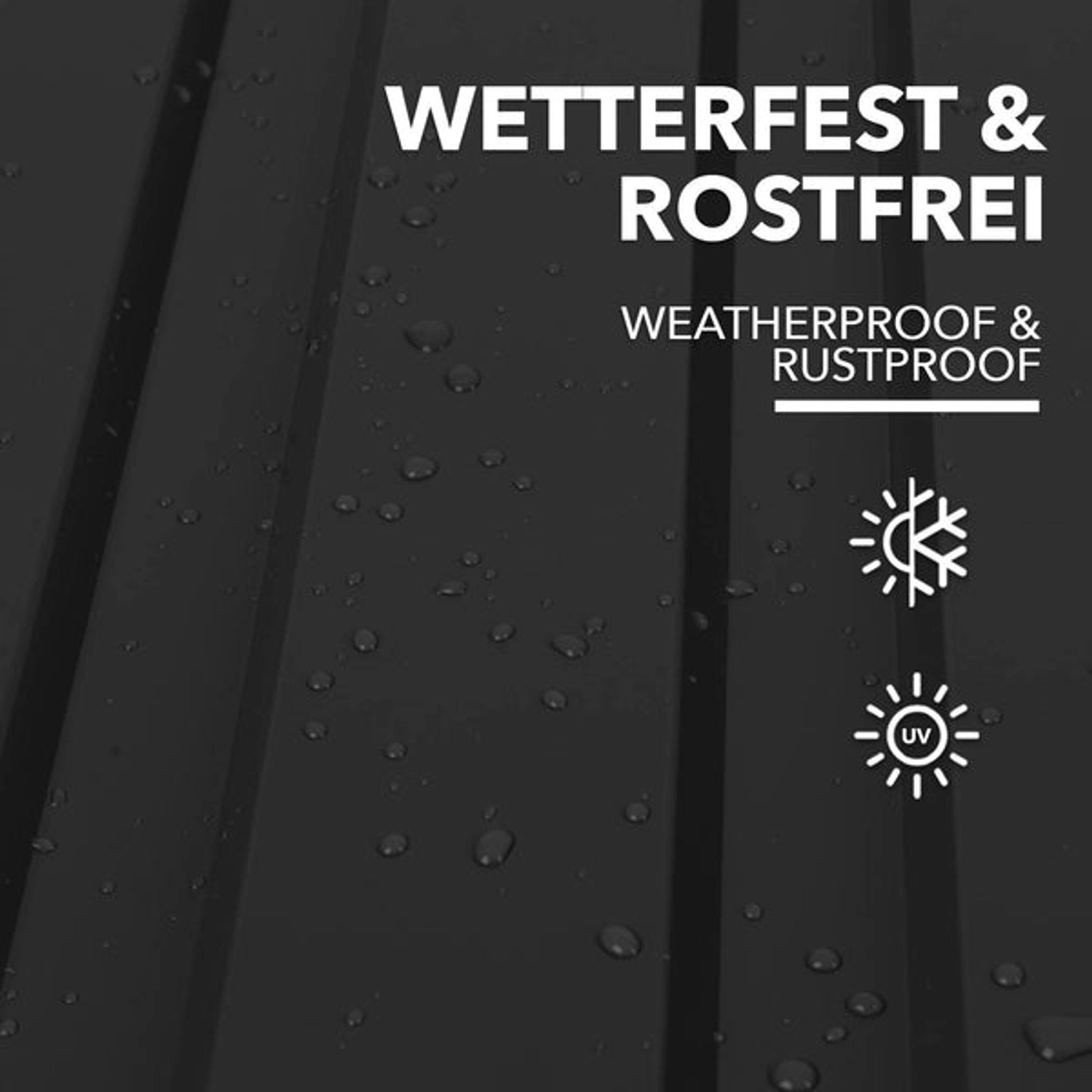 Schwarzes Karat Trapezblech (15er Set) mit Wasserperlen, wetterfest und rostfrei.