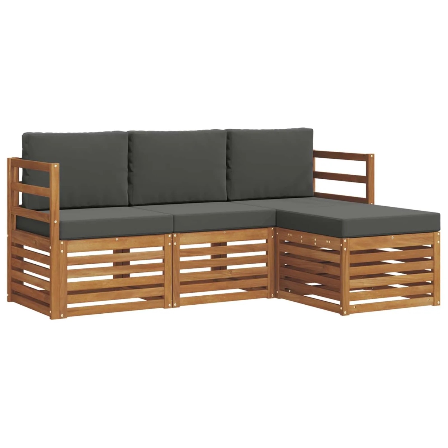 vidaXL Sofagarnituren 4 Tlg Natur und Anthrazit Massivholz Akazie 3374592