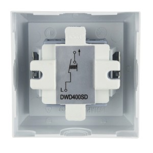 REV Ritter Aufputz-Taster PlanoLuxe Weiß, Detailansicht der Rückseite mit Anschlussdetails.