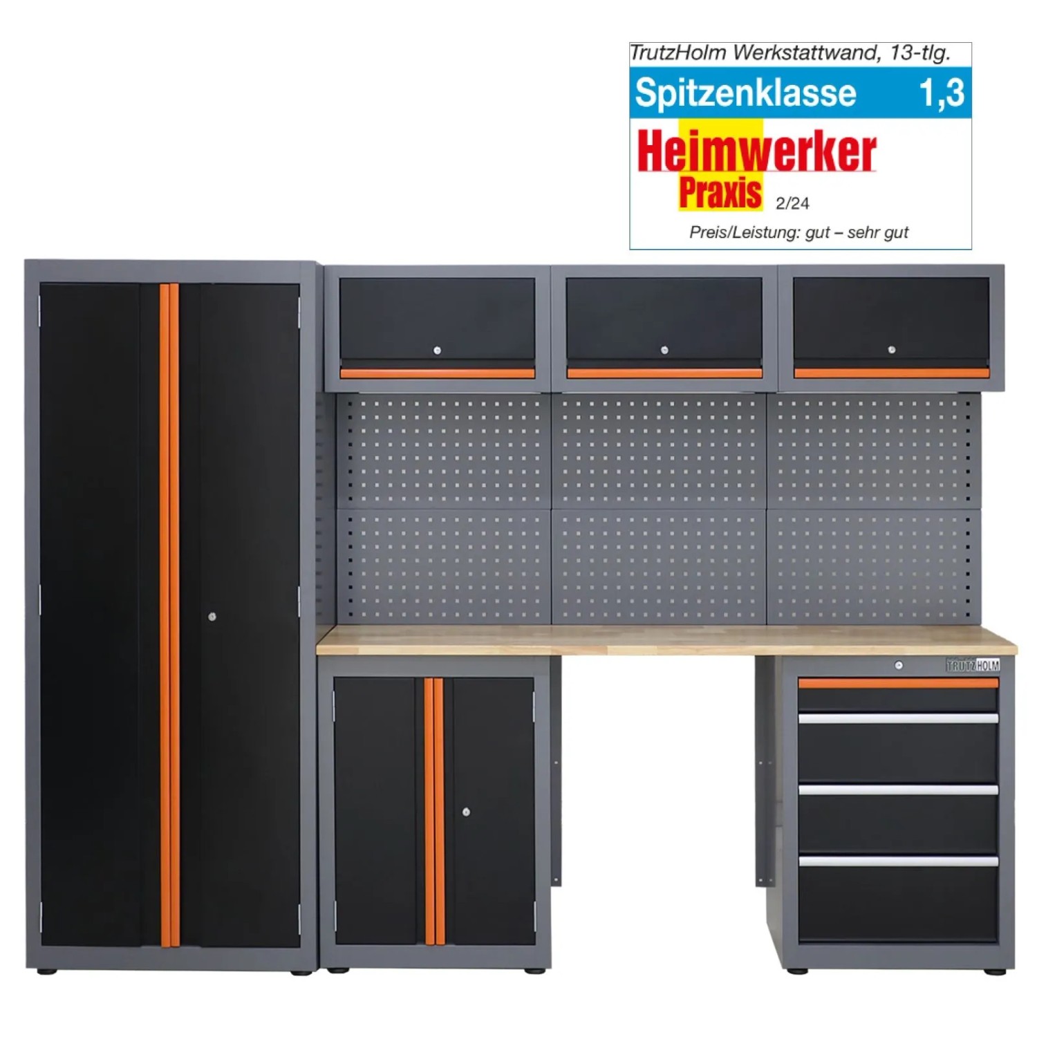TRUTZHOLM Werkstattwand 13 Teile Modulares Werkstattschranksystem Aus Stahl Orange