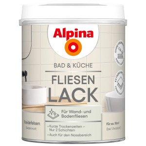Dose Alpina Fliesenlack Bad & Küche, 750ml, Farbe Kreidefelsen, seidenmatt. Für Wand- und Bodenfliesen.