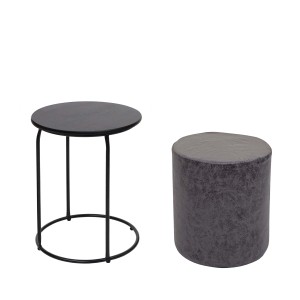 MCW 2er-Set Sitzhocker und Beistelltisch K48 in Schwarz. Platzsparendes Design für Essgruppen.