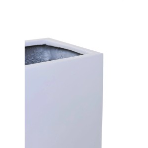 Detailansicht: Weißer Vivanno Pflanzkübel Elemento auf Rollen.