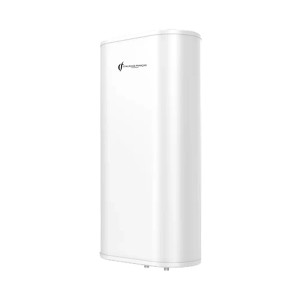 Sannover Valorie Warmwasserspeicher, 100L, flach, weiße Verkleidung für Wandmontage.