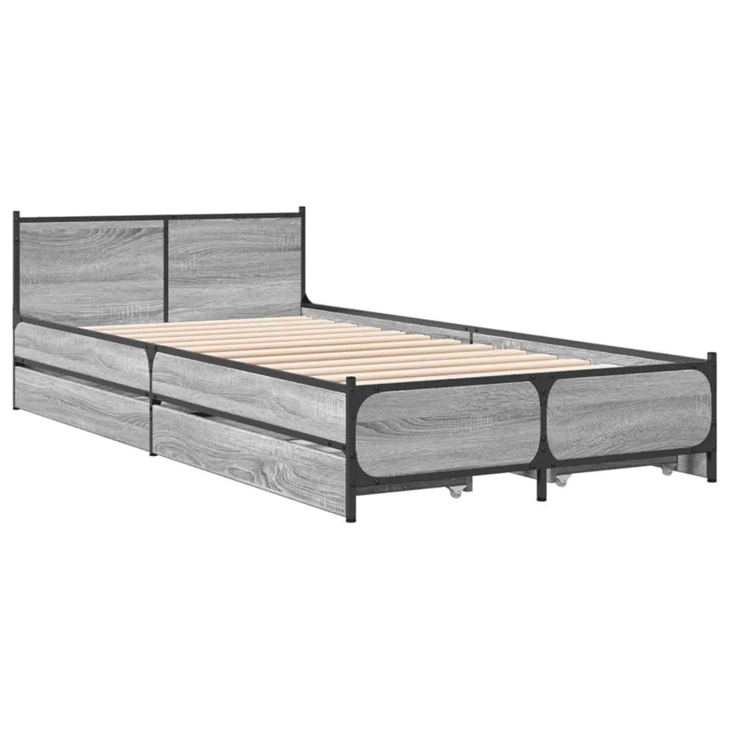 vidaXL Bettgestell mit Schubladen Grau Sonoma 75x190 cm Holzwerkstoff 32799 günstig online kaufen
