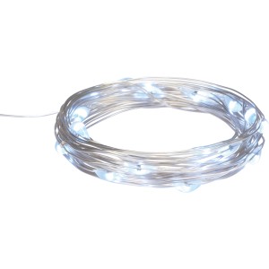 LED-Drahtlichterkette, 2 m, mit 20 kaltweißen LEDs für Innen, flexibel und dekorativ.