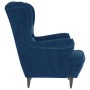 Blauer Samt Ohrensessel mit Hocker von vidaXL, Relaxsessel für Wohnzimmer.