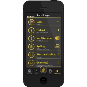 Aduro Kaminsteuerung App auf Smartphone: Einstellungen für Kaminöfen & Zubehör.