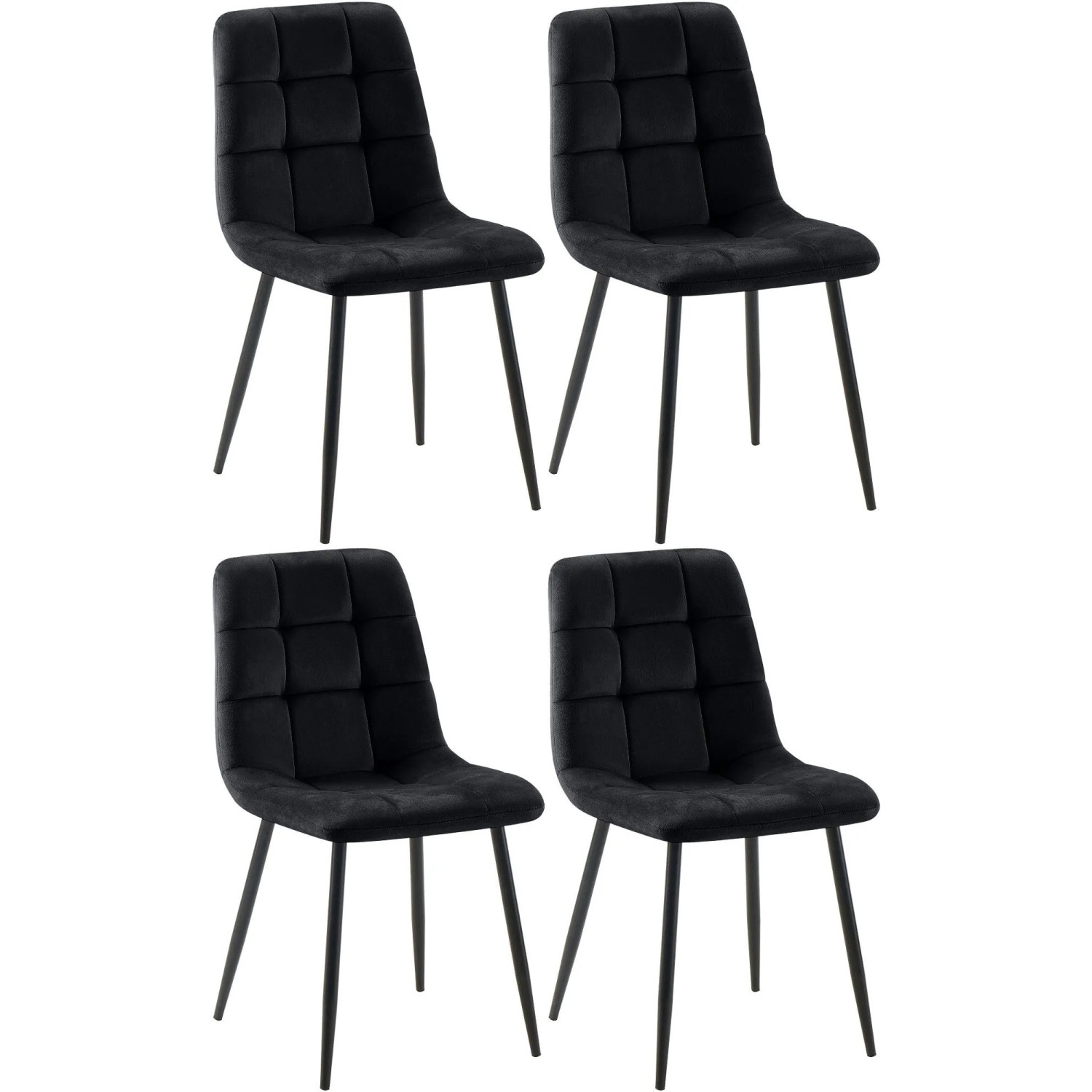 CLP 4er Set Esszimmerstuhl Tilde schwarz/Samt