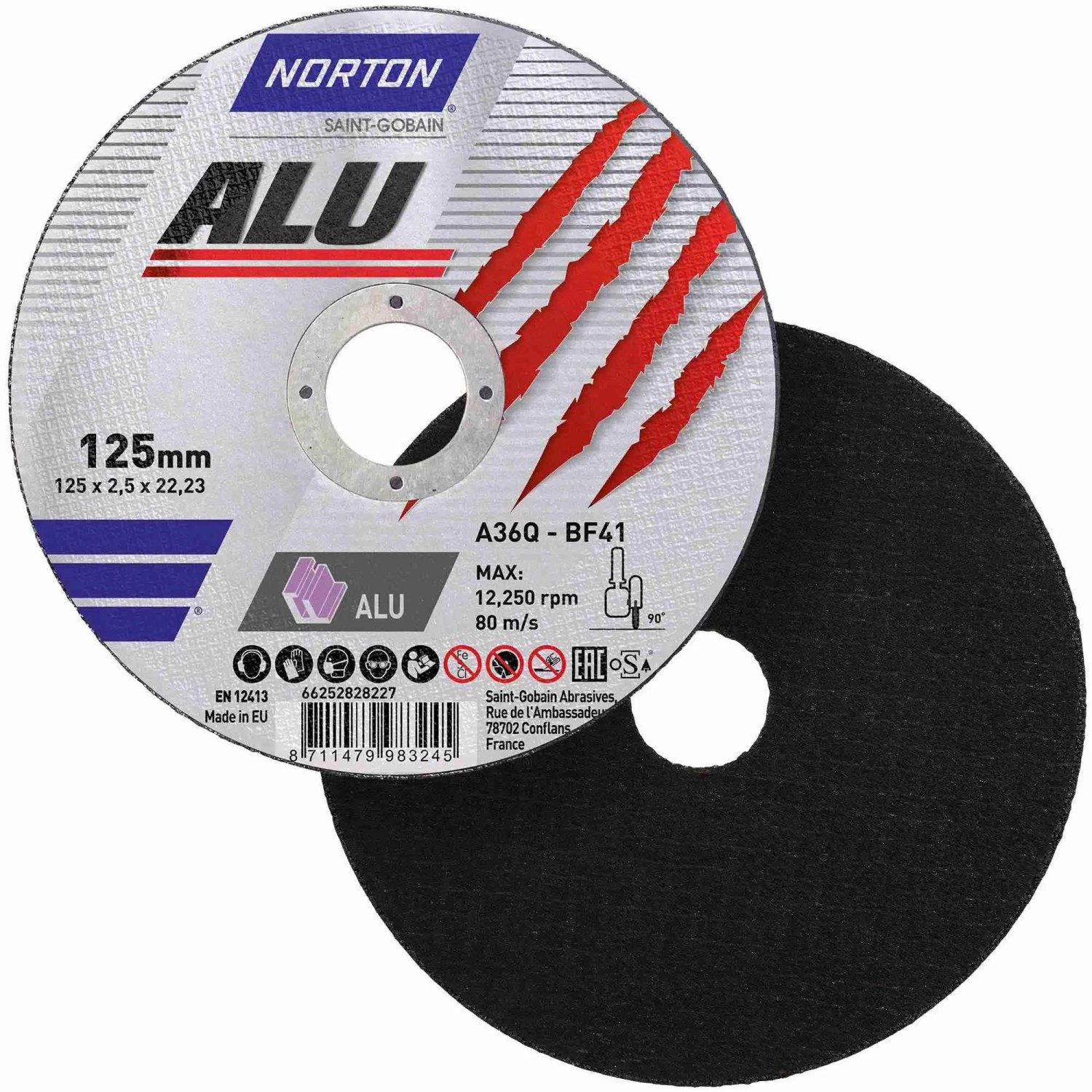 Norton Trennscheibe A 36 Q ALU 125 x 2,5 x 22,23 mm 1 Stück