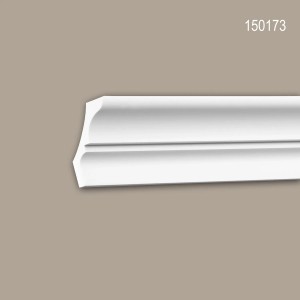 Weiße PROFHOME Eckleiste 150173 aus Polyurethan, 200 cm lang, für Decke und Wand.