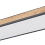 Rechteckige LED Deckenleuchte Doro (80 cm) in Eichenoptik mit graphitfarbenem Rahmen.