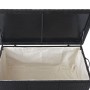 Geöffnete, schwarze MCW Poly-Rattan Kissenbox 170l Premium mit hellem Innenbezug.
