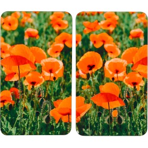 Wenko Herdabdeckplatten Mohnfeld 2er-Set für alle Herde, mit Mohnblumen-Motiv.
