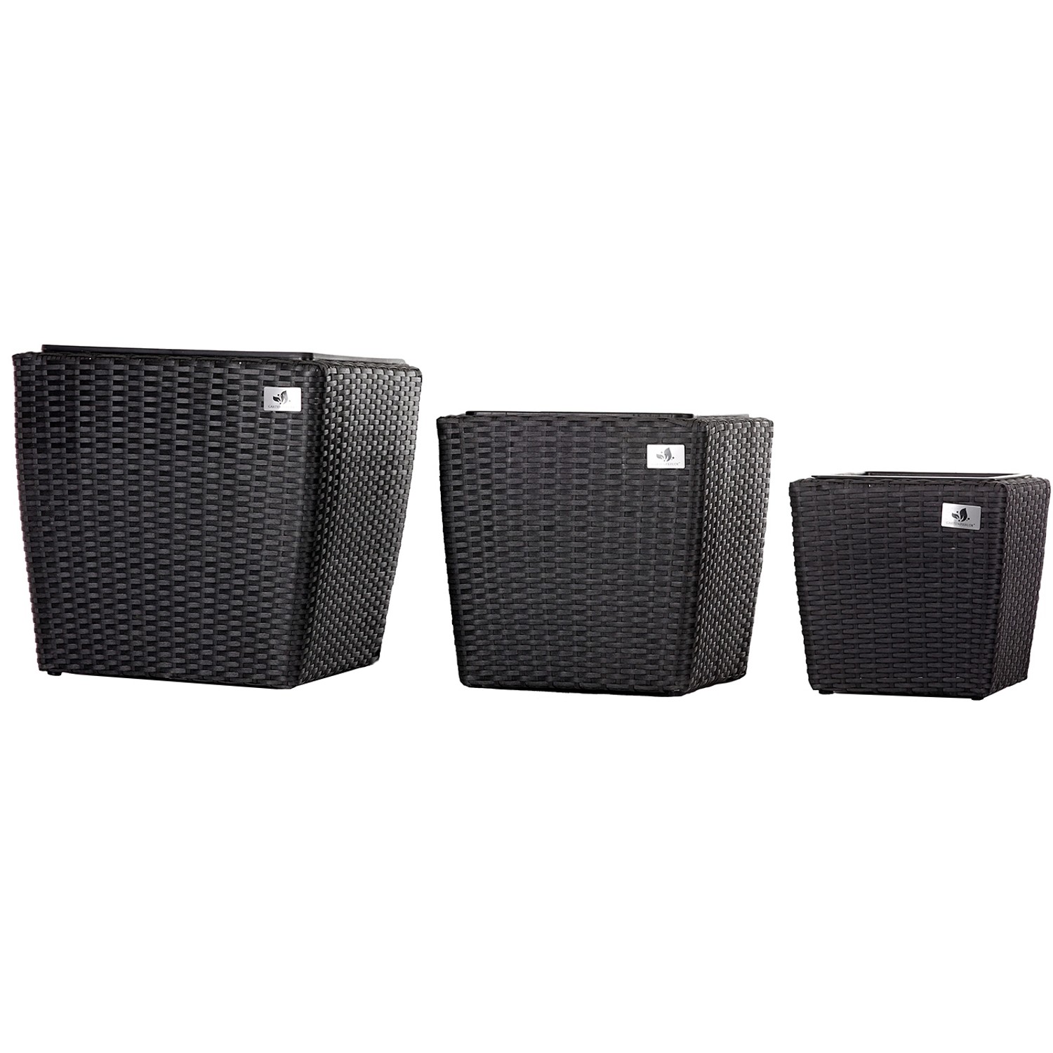 Gartenfreude Pflanzkübel Polyrattan Anthrazit Größe L 3erSet kaufen