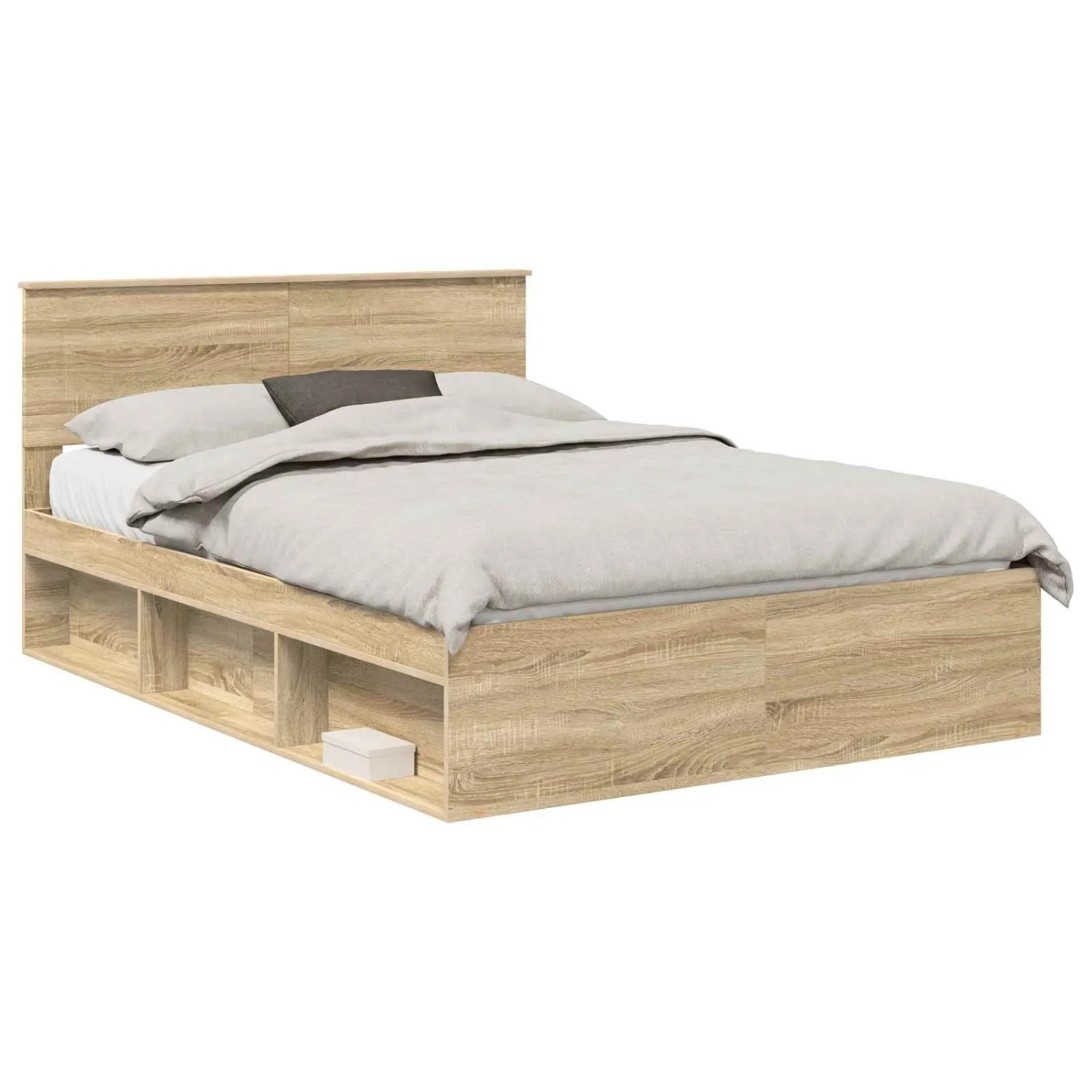 vidaXL Bettrahmen Geräucherte Eiche 150 x 200 cm Holzwerkstoff 3407861