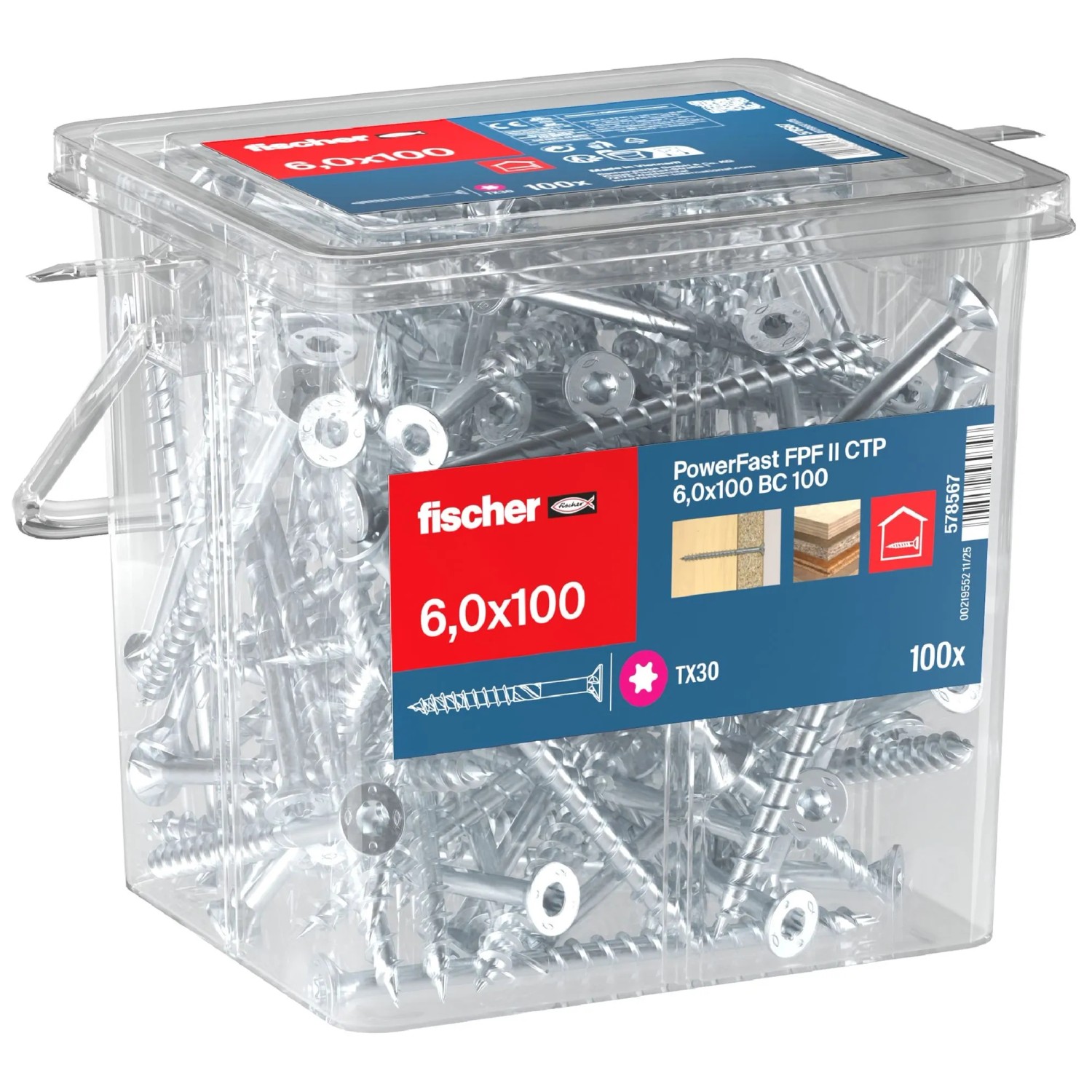 Fischer Schraube PowerFast FPF II CTP BC Ø 6 mm x 100 mm 100 Stück