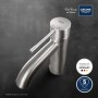 Grohe Essence Waschtischarmatur S-Size in Supersteel: Einhebelmischer für Waschbecken im modernen Design.