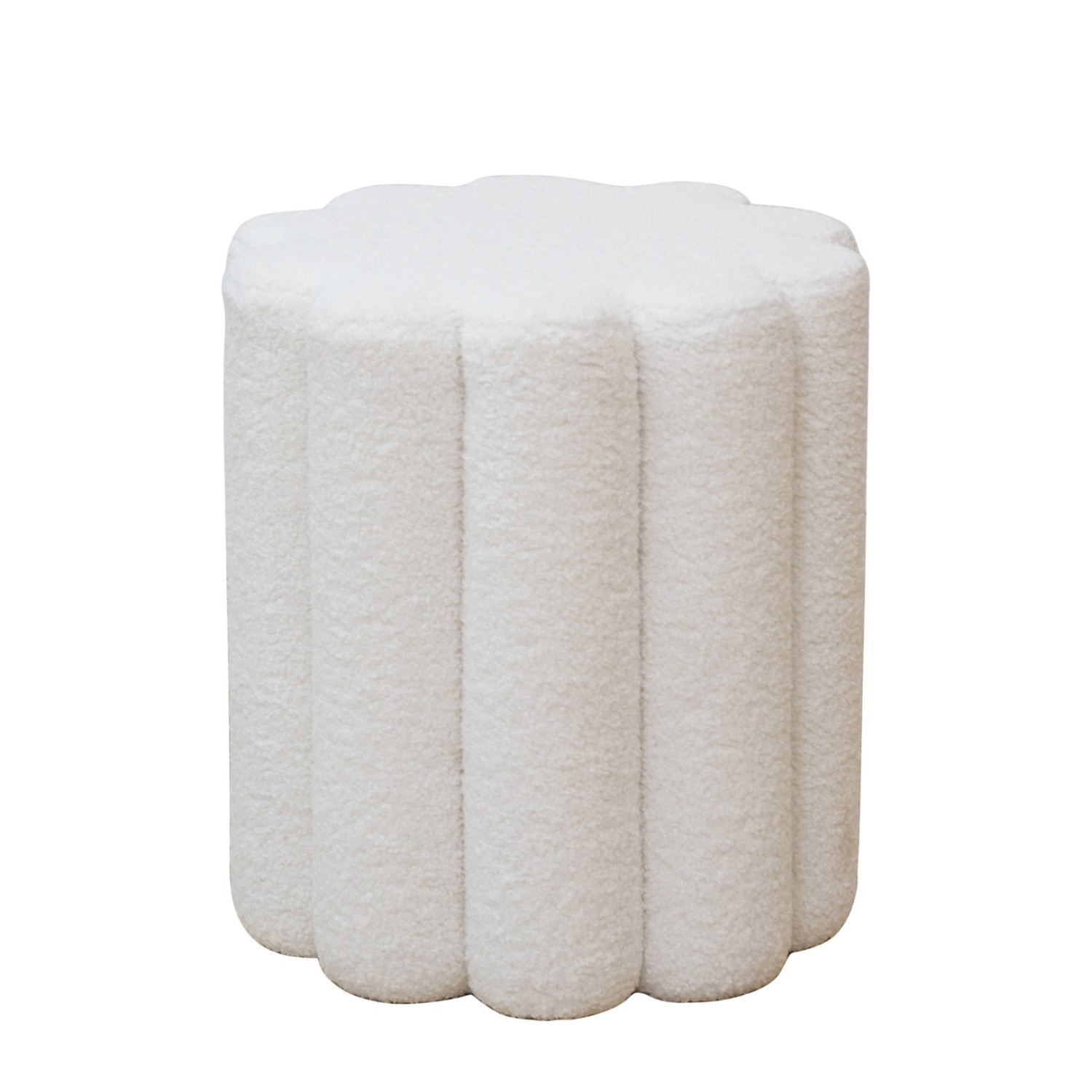 Svita Dahlia Hocker Pouf Teddyboucle Modern Weiß