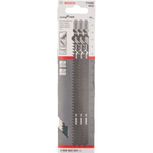 Bosch Stichsägeblätter T 744 D, 3 Stück, für schnelle Schnitte in Holz bis 135mm Dicke.