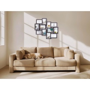 Kobolo Bilderrahmen Collage BIG GREY Holz Grau Antik 12 Bilder 54x61 cm