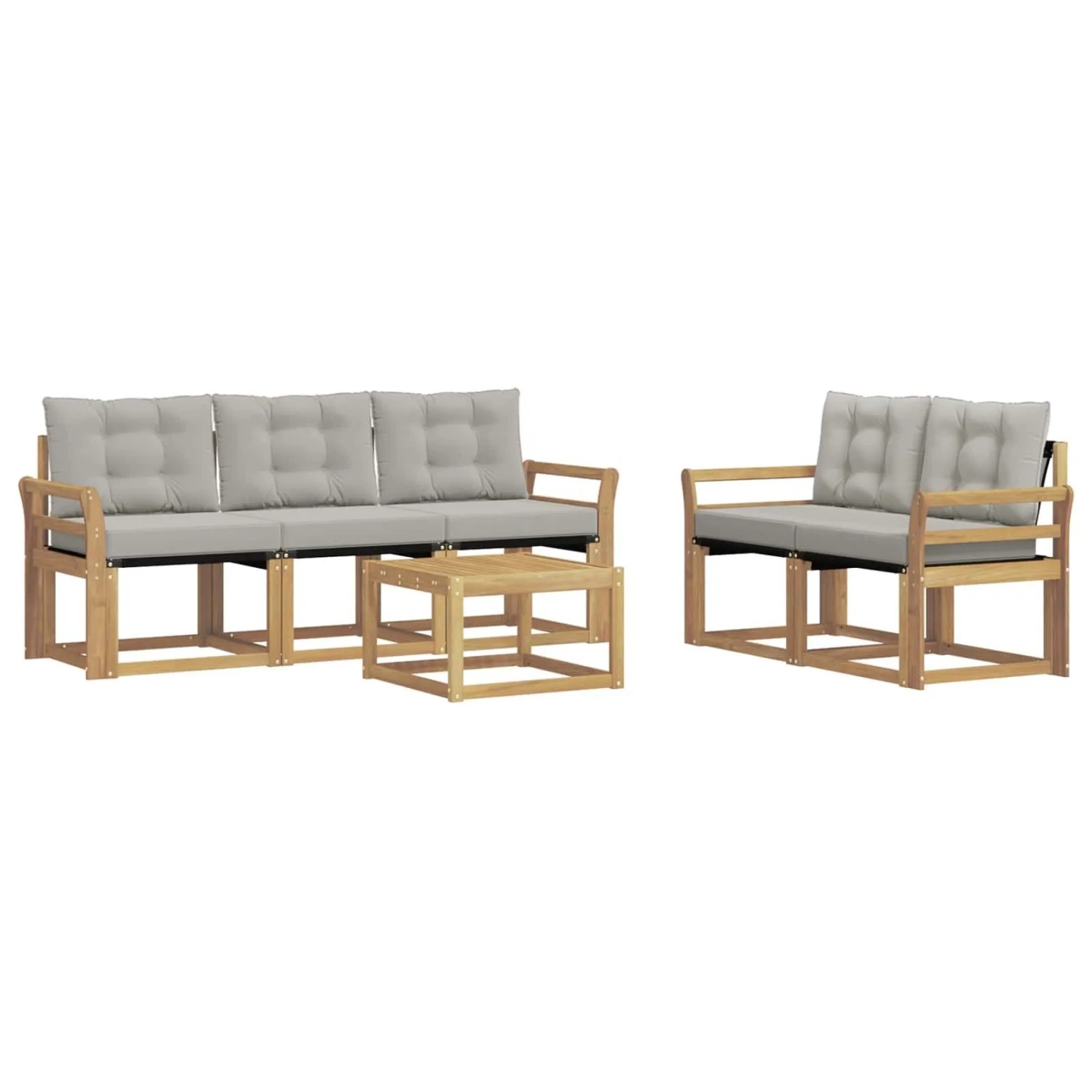 vidaXL Outdoor-Sofagarnitur mit Kissen 6-Tlg Weiß und Hellgrau 3389213