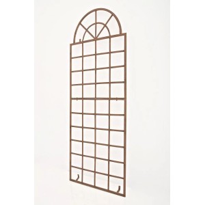 DELUKE Rankgitter GUNNAR aus antik-braunem Metall, 70x180cm, mit dekorativem Rundbogen für Kletterpflanzen.